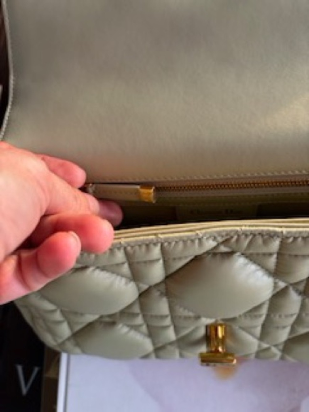 Dior Quilted Crossbody medium Bag in Sage Green with Gold CD Accent - Picture 11 of 13